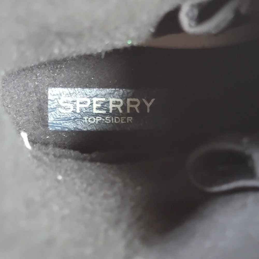 Sperry Saltwater Heel Rain Boots Women's Black Leather Lace-Up Duck Boot Size 5